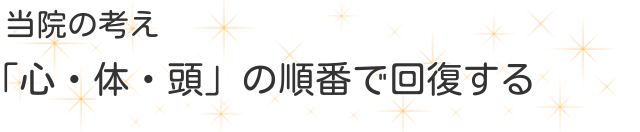 当院の考え　心・体・頭の順番で回復する